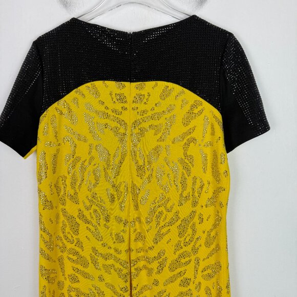 Versace Collection Yellow & Black Embellished Dress Short Sleeve Size 48 US 12 - Picture 12 of 16